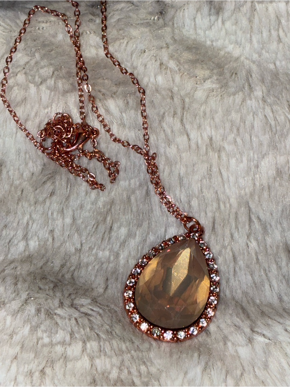 Rose Gold Teardrop Pendant Necklace - Women Jewelry